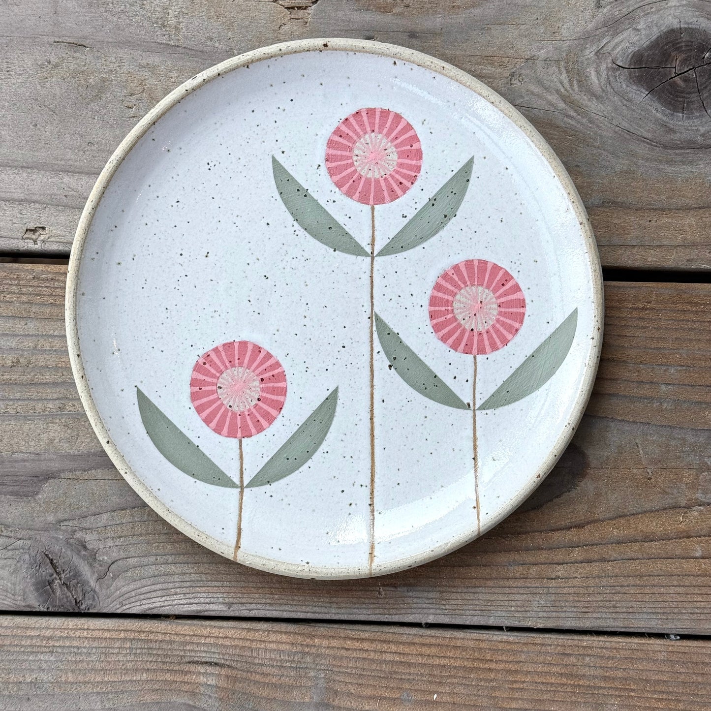 Wall Plate, 3 pink flowers