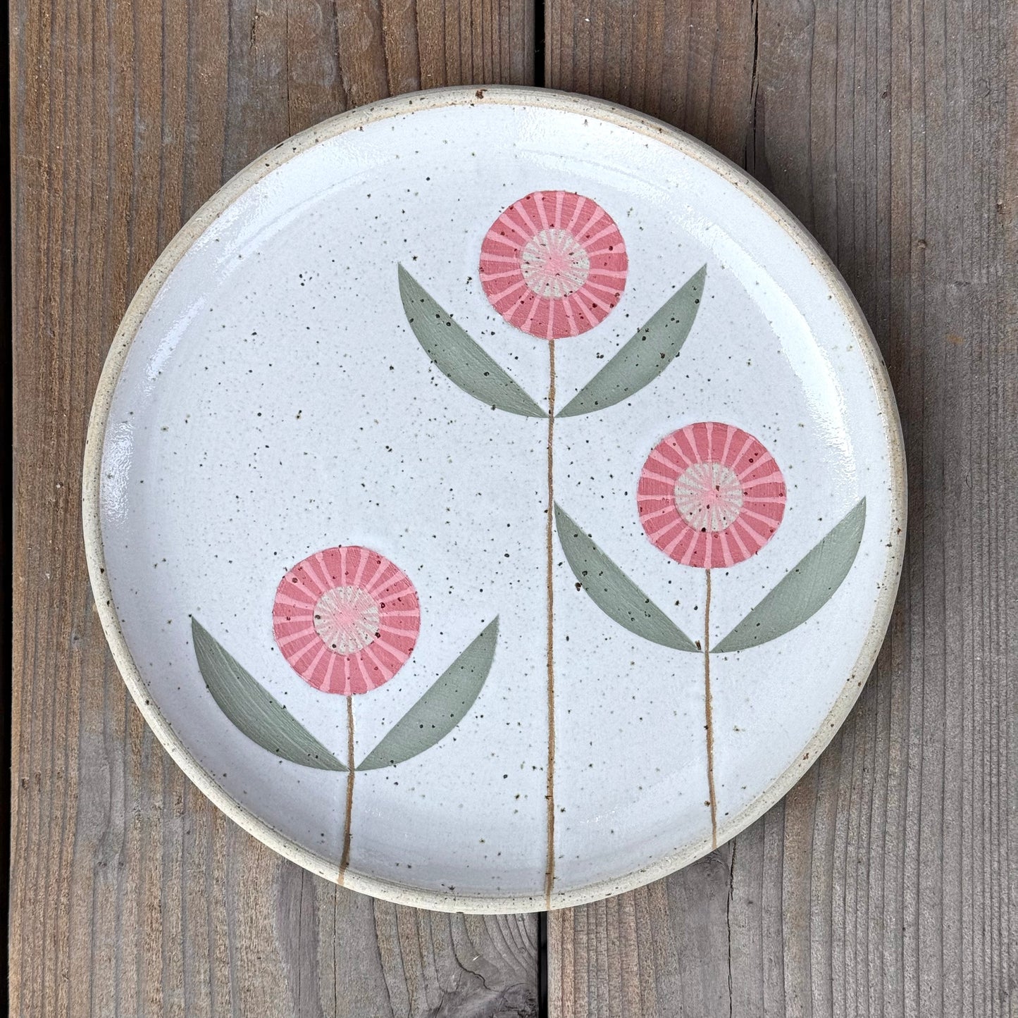 Wall Plate, 3 pink flowers