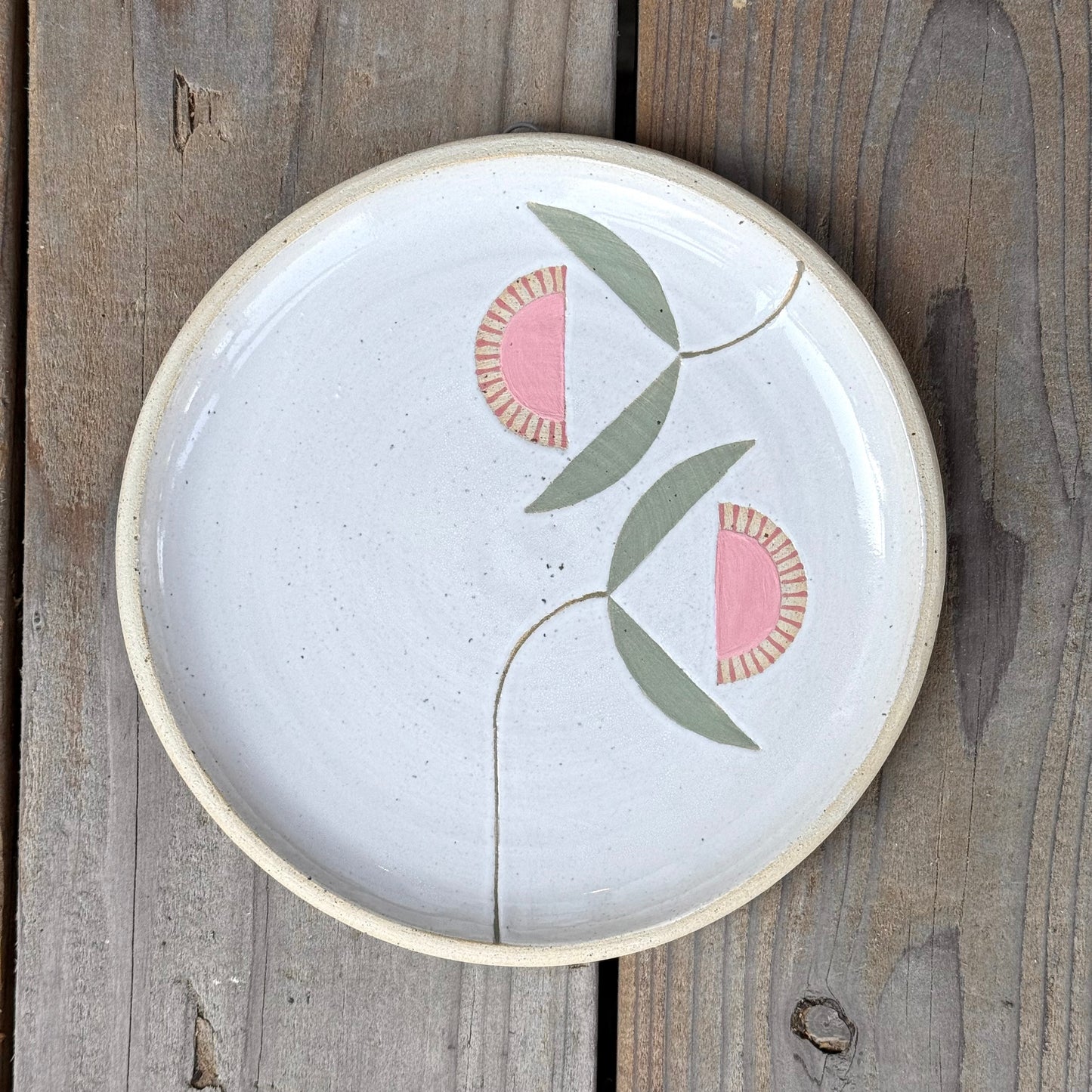 Wall Plate, 2 pink flowers