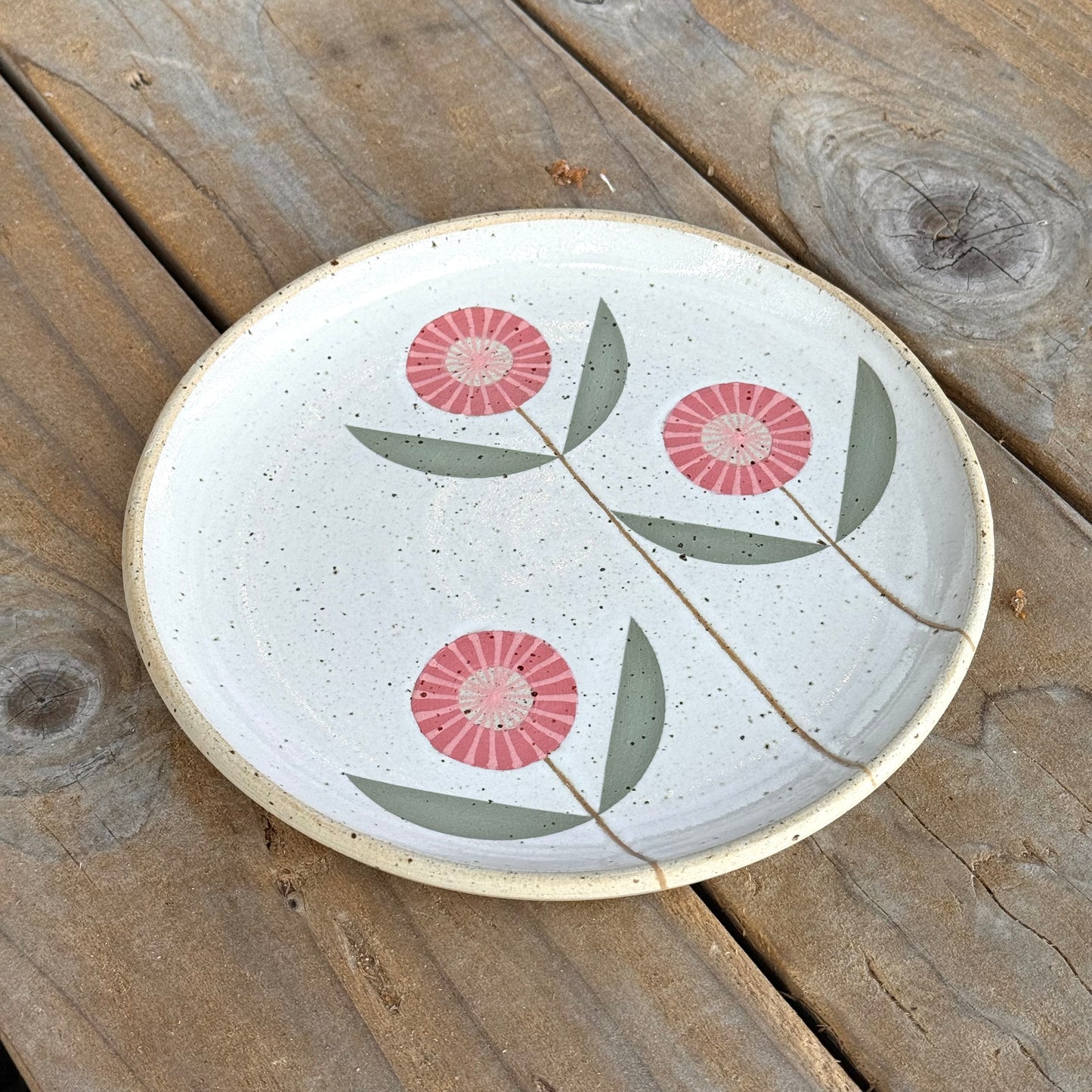 Wall Plate, 3 pink flowers