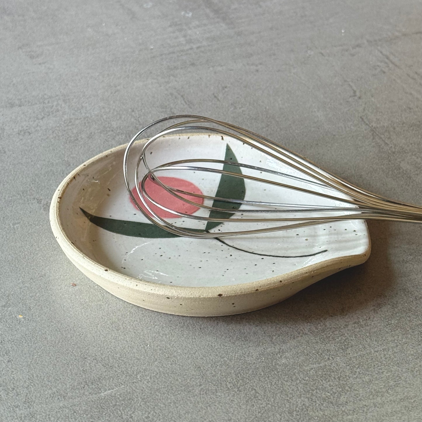 Spoon rest, pink flower (small)