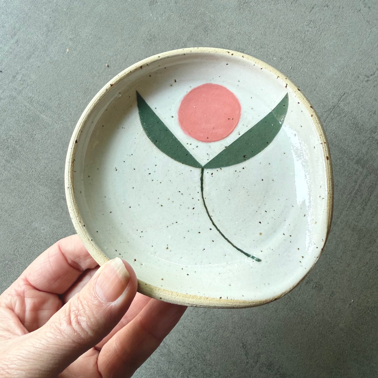 Spoon rest, pink flower (small)