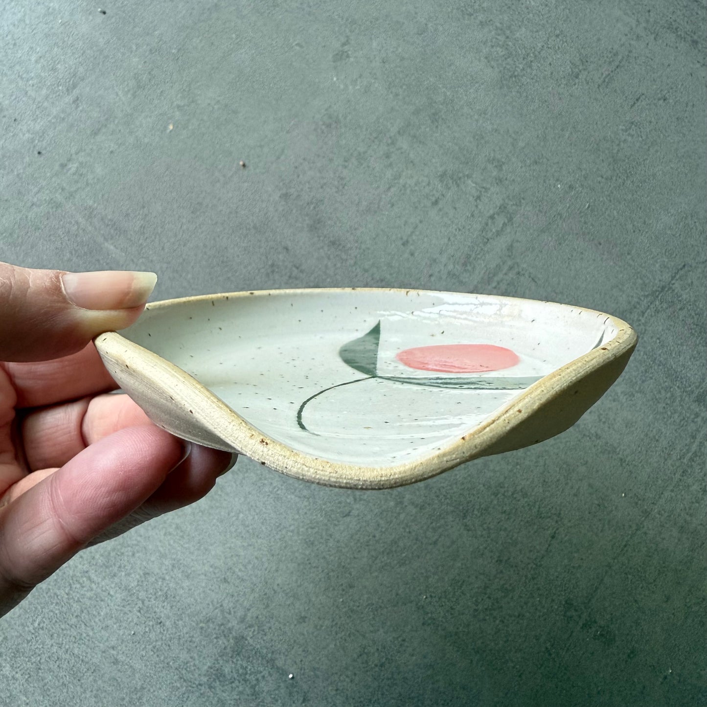 Spoon rest, pink flower (small)