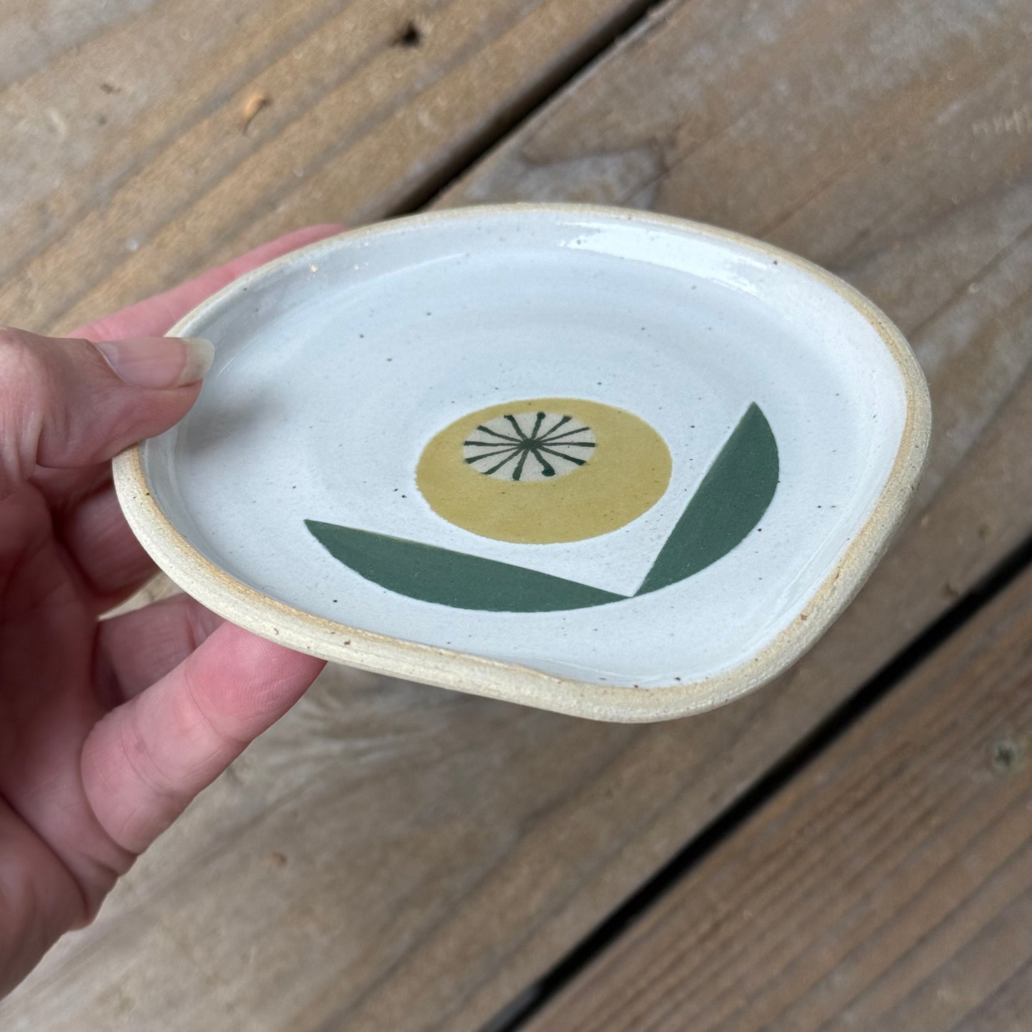 Spoon rest, yellow flower (small)