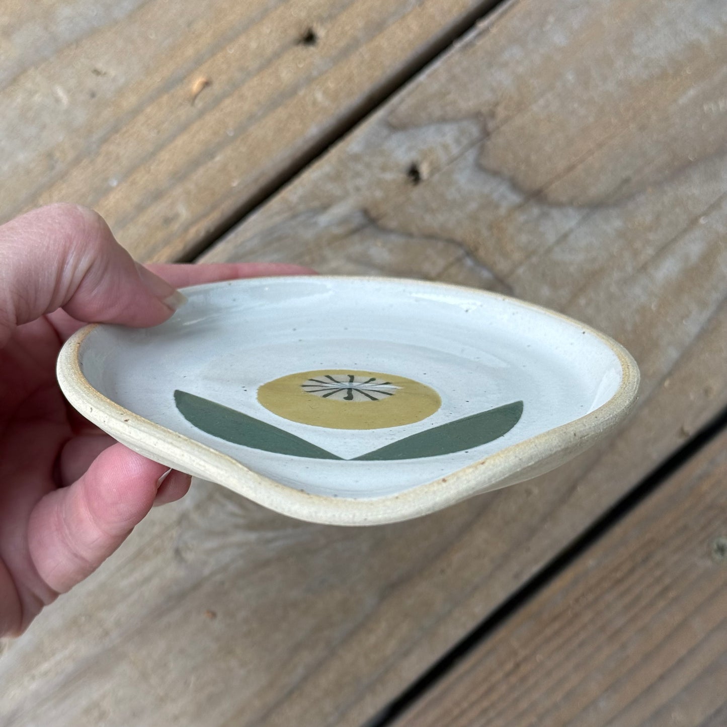 Spoon rest, yellow flower (small)