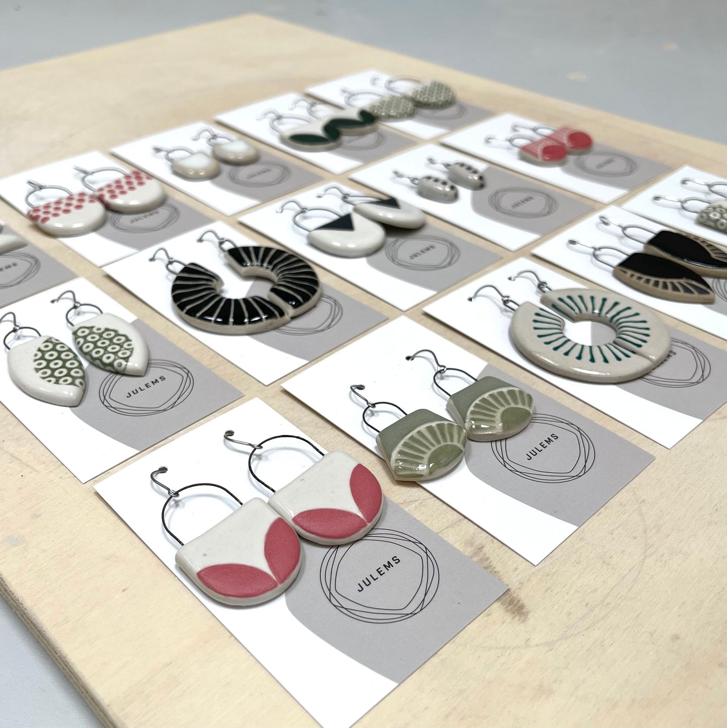 Earrings, coral dots