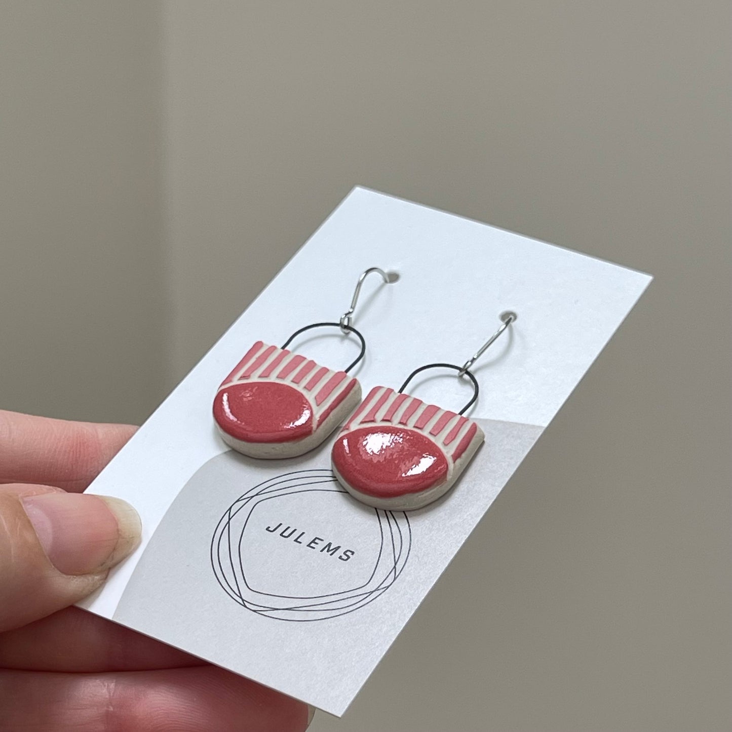 Earrings, coral tips