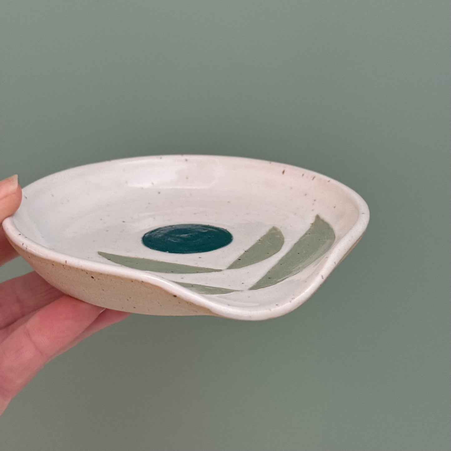 Spoon rest, blue/green flower