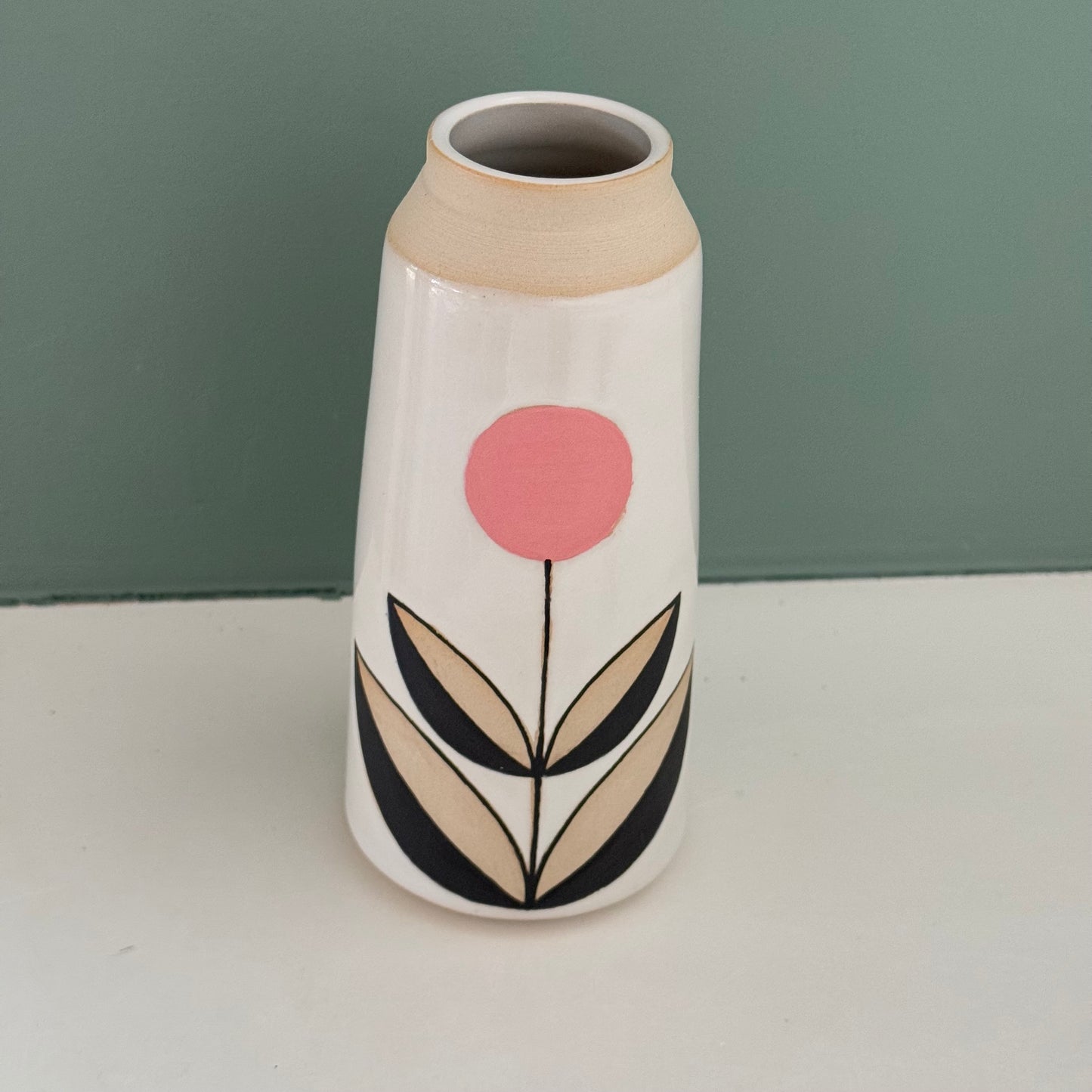 Jar/ bottle, pink flower