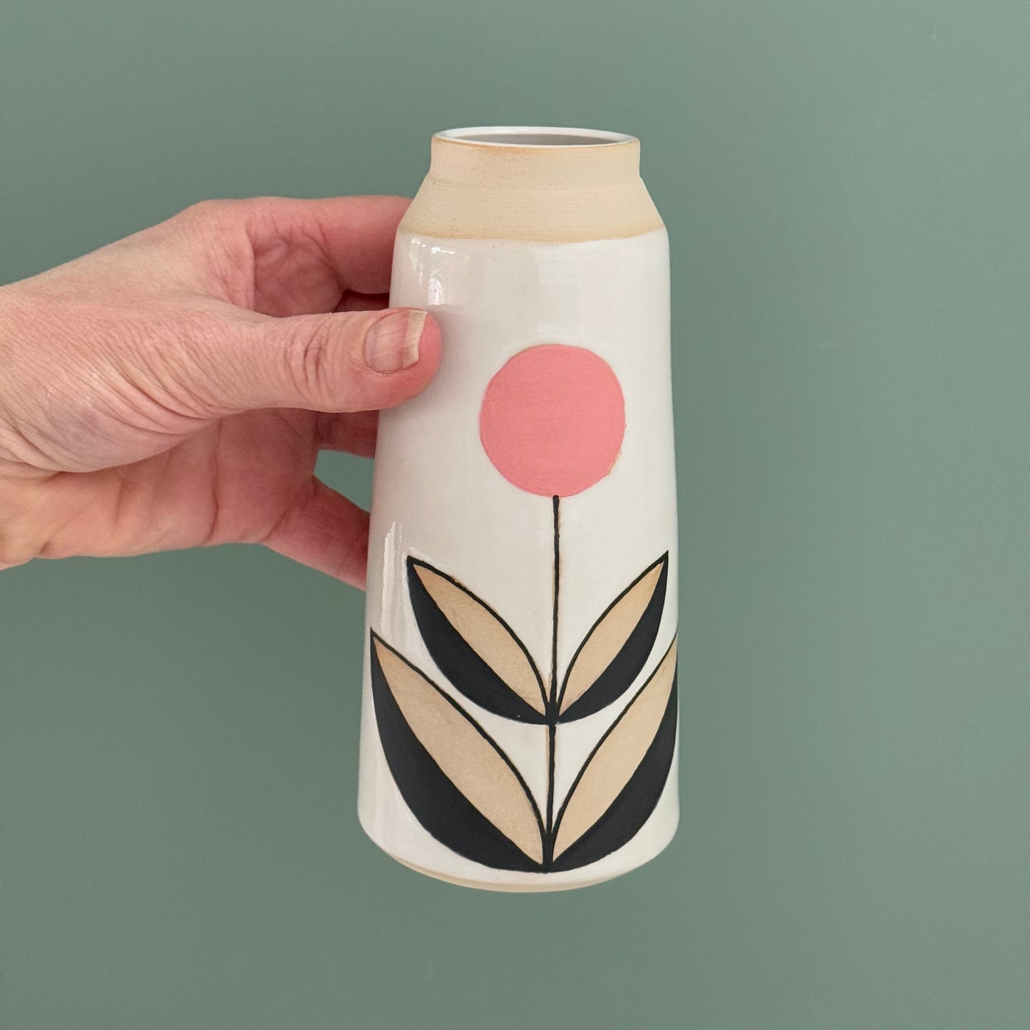 Jar/ bottle, pink flower