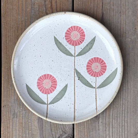 Wall Plate, 3 pink flowers