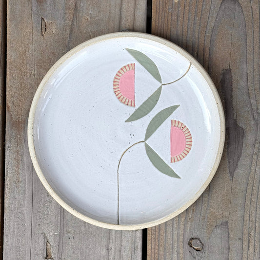 Wall Plate, 2 pink flowers