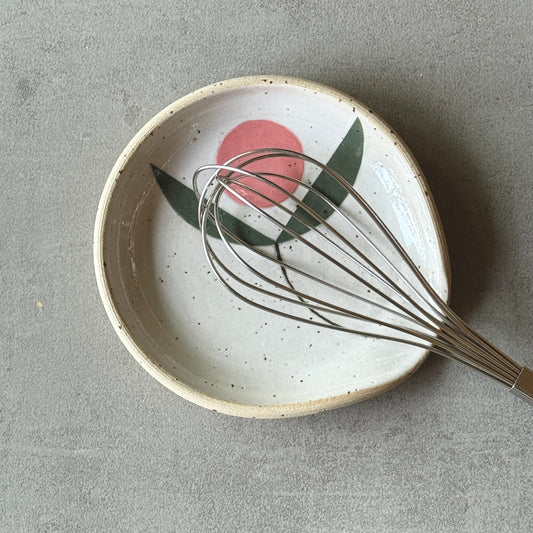 Spoon rest, pink flower (small)
