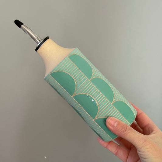 Oil bottle, mint half circles