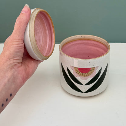 Jar, pink flower