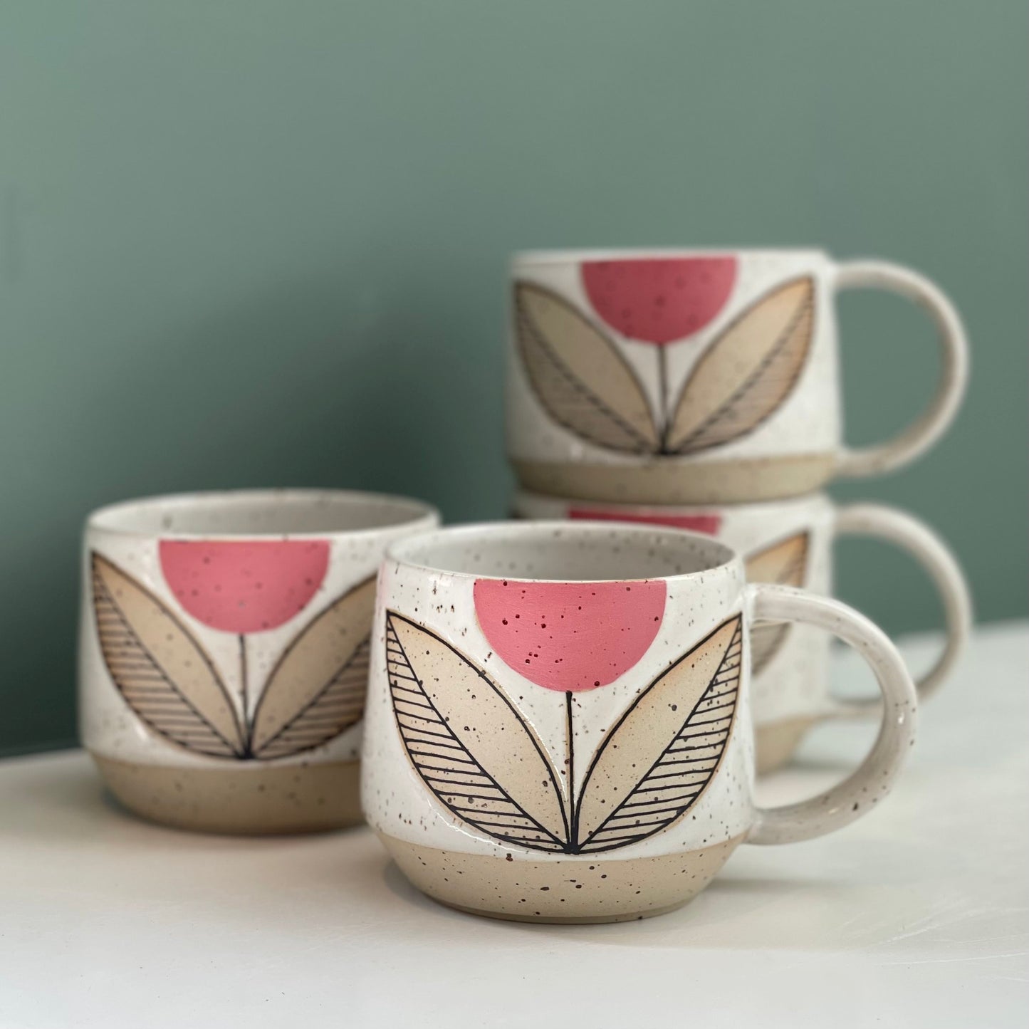 Mug, pink tulip