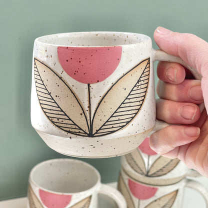 Mug, pink tulip