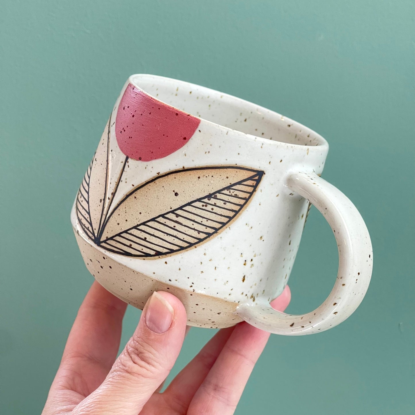 Mug, pink tulip