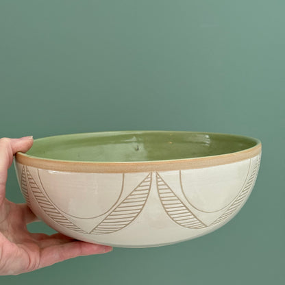 Bowl, carved flower
