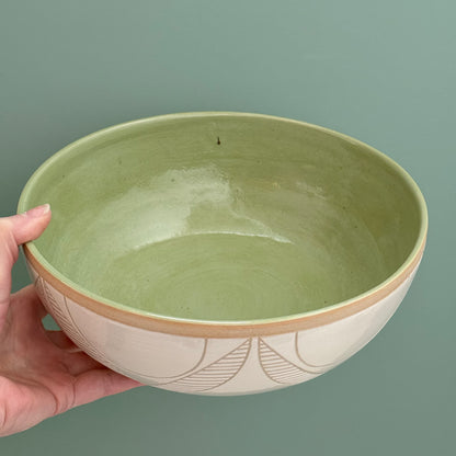 Bowl, carved flower
