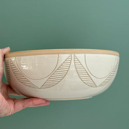 Bowl, carved flower