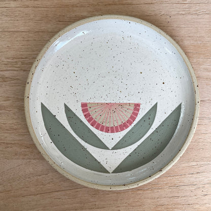 Wall Plate, pink/ green flower