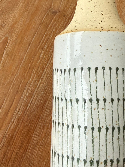 Oil bottle, green teardrops