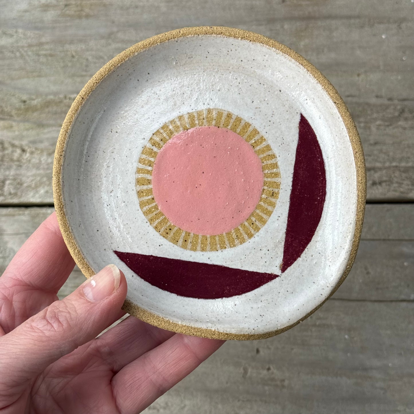 Spoon rest, pink radial flower