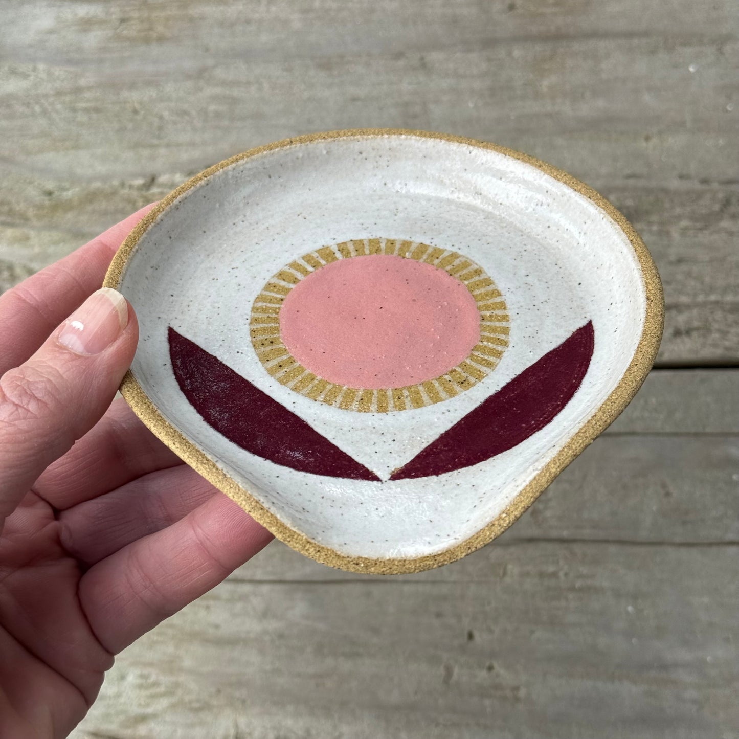 Spoon rest, pink radial flower