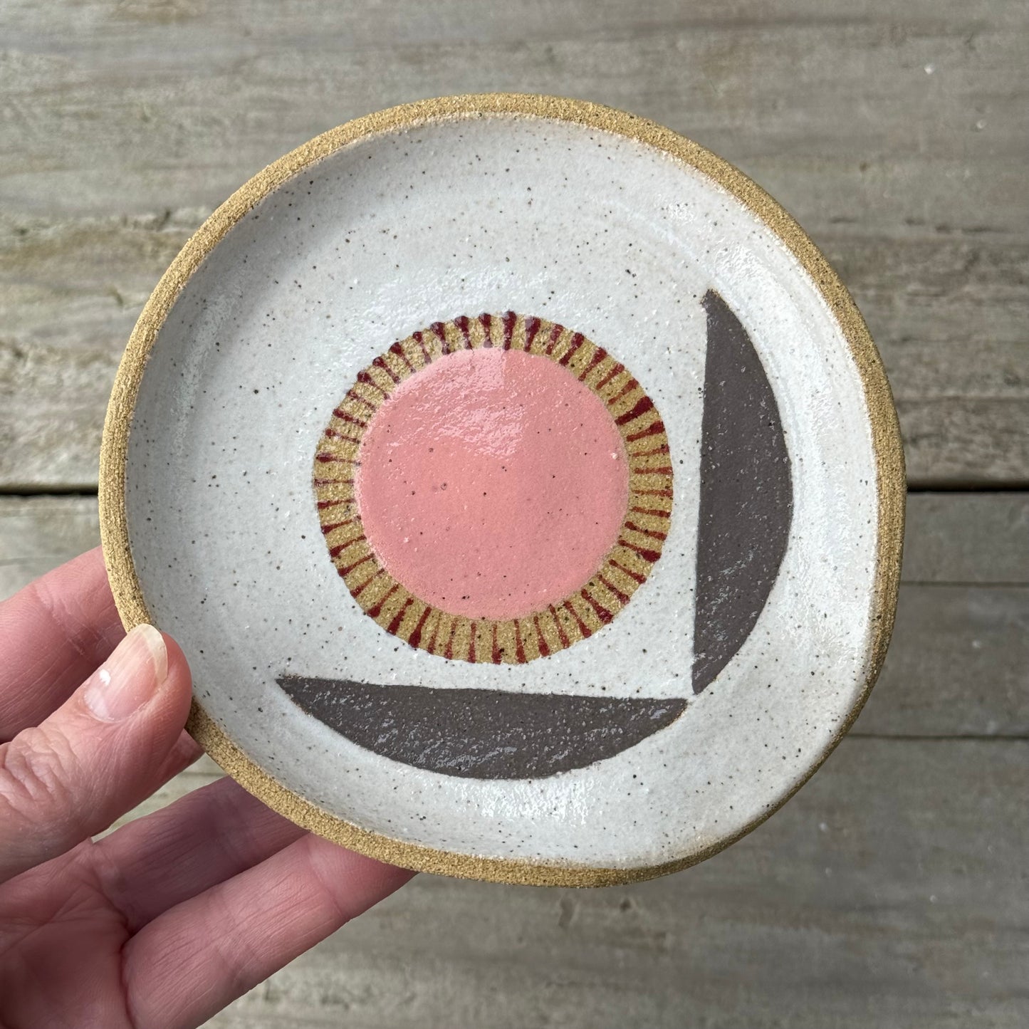 Spoon rest, pink radial flower