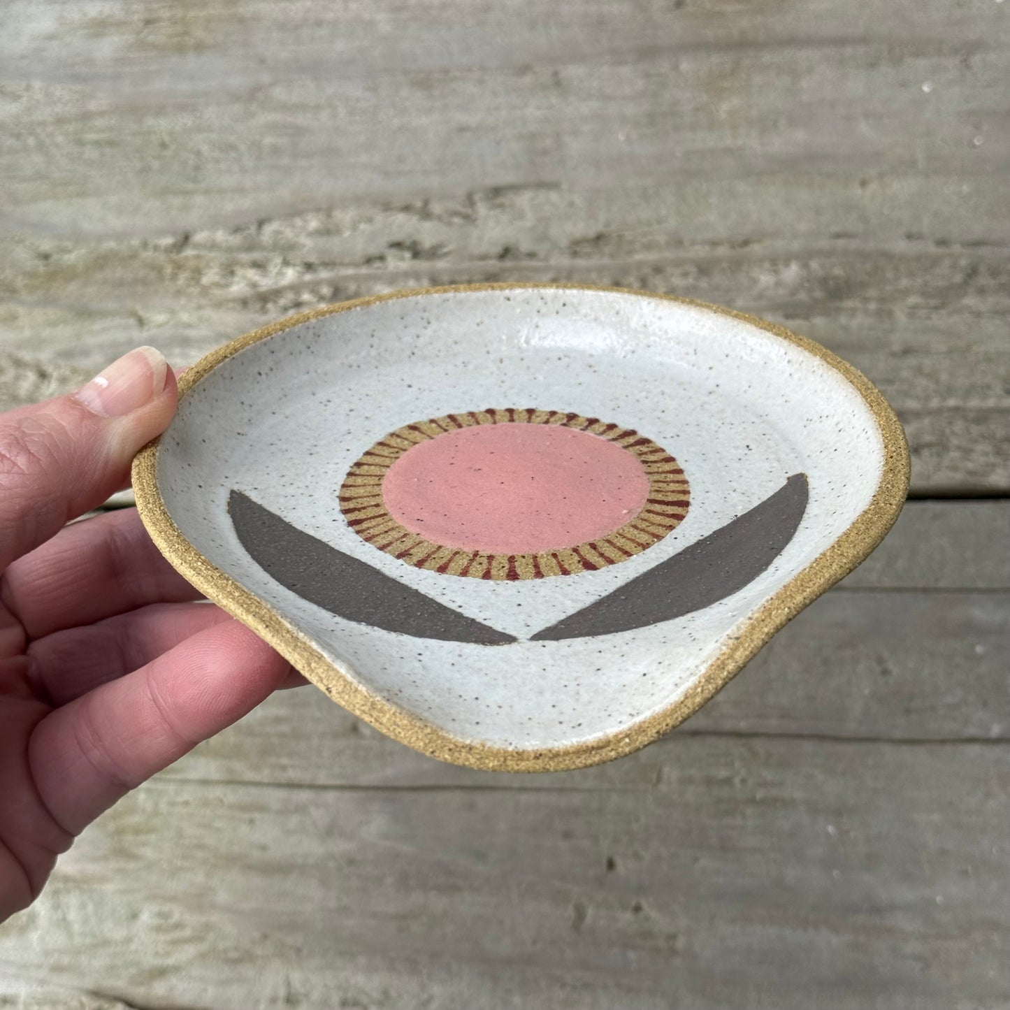 Spoon rest, pink radial flower