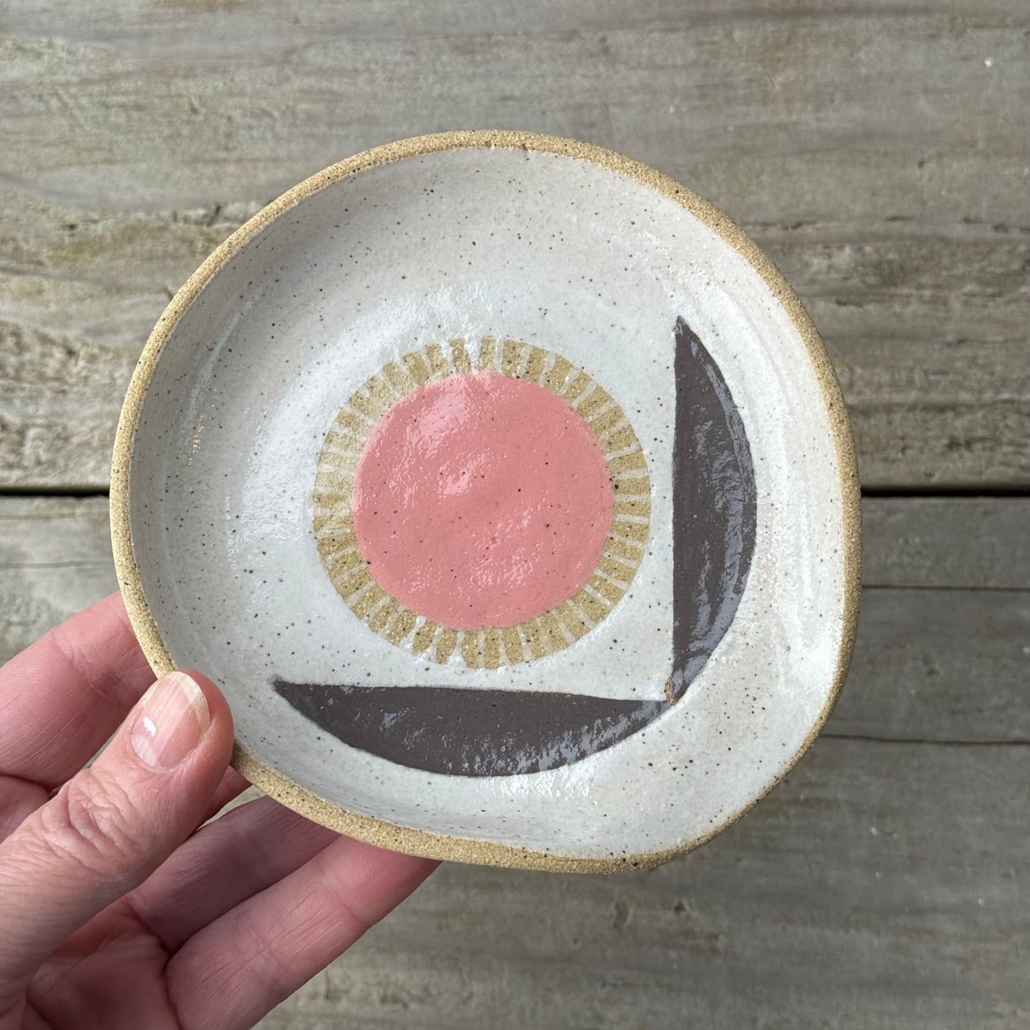 Spoon rest, pink radial flower