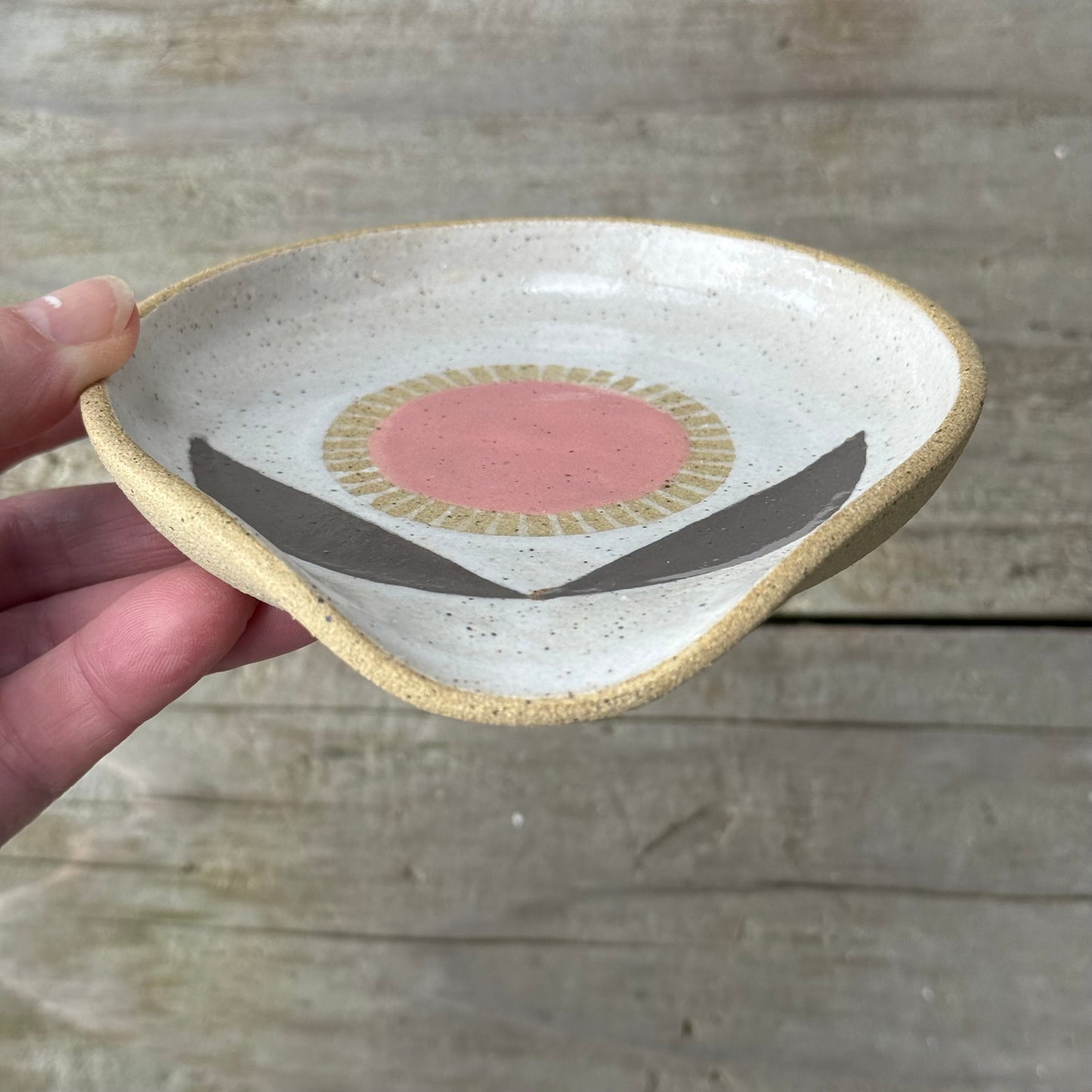 Spoon rest, pink radial flower