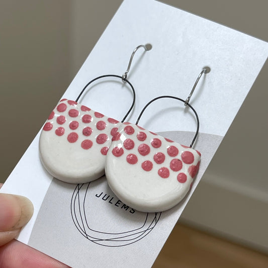 Earrings, coral dots