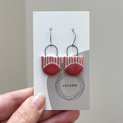 Earrings, coral tips