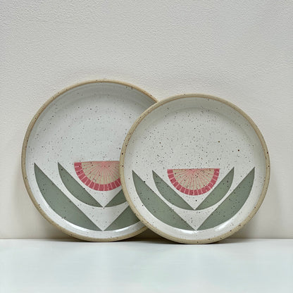 Wall Plate, pink/ green flower