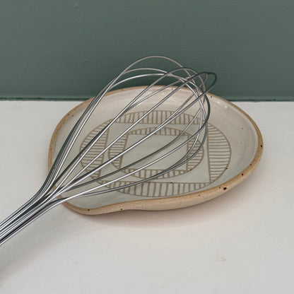 Spoon rest, white geo