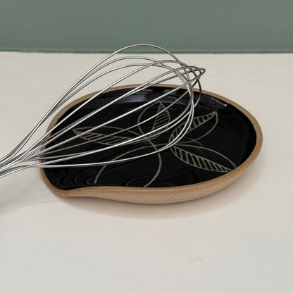 Spoon rest, 2 leaves black