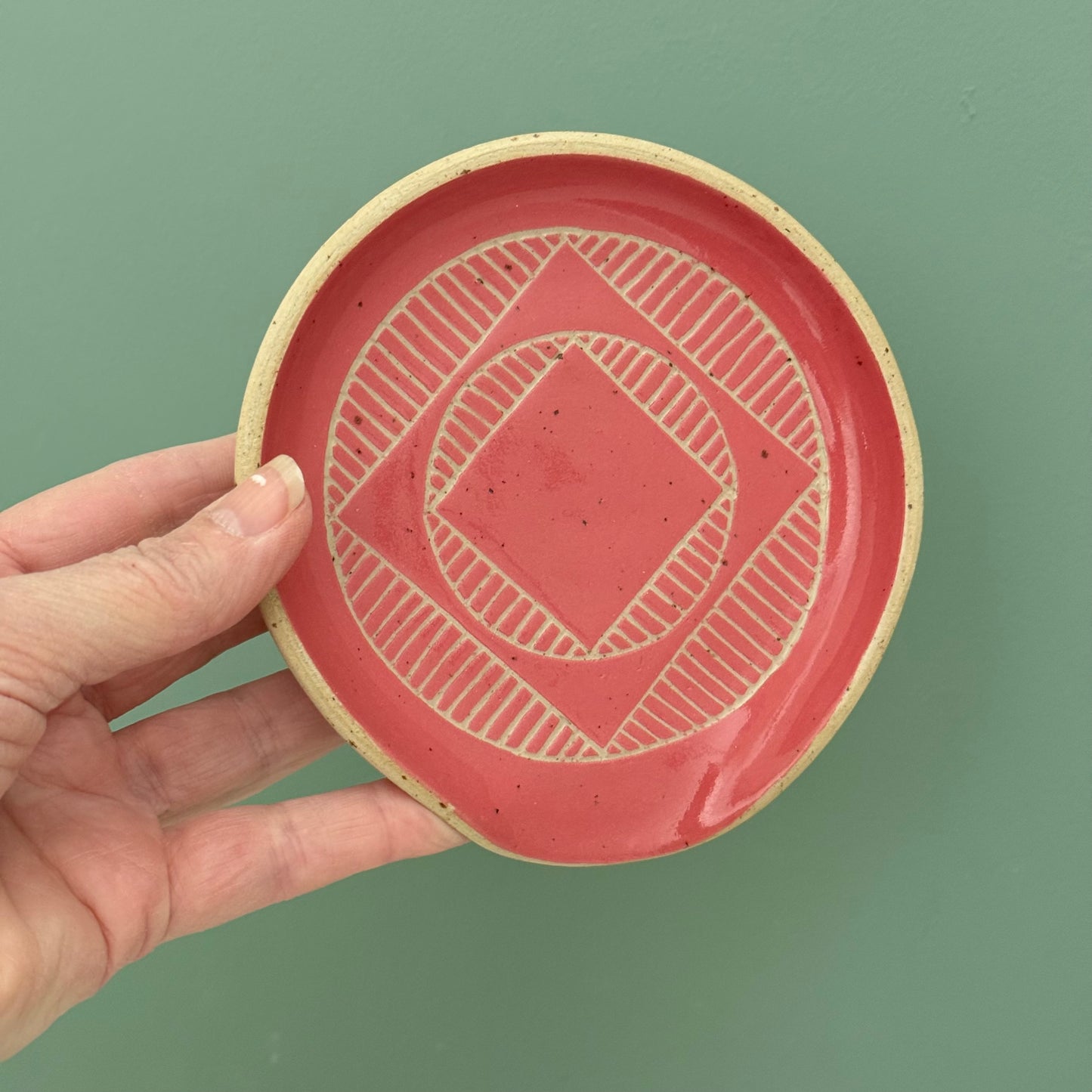 Spoon rest, coral red geo