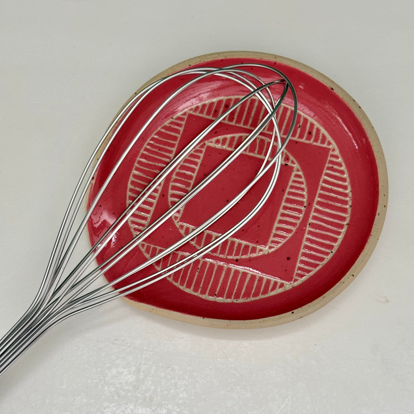 Spoon rest, coral red geo