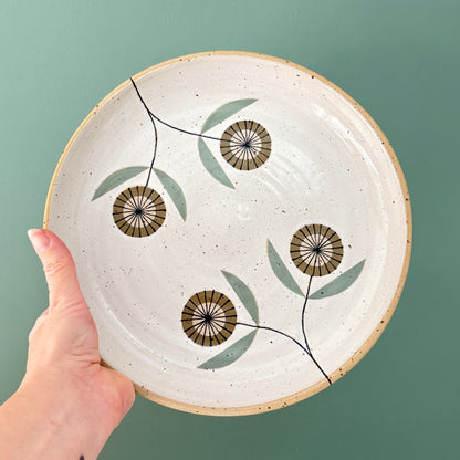 Serving platter, green flowers