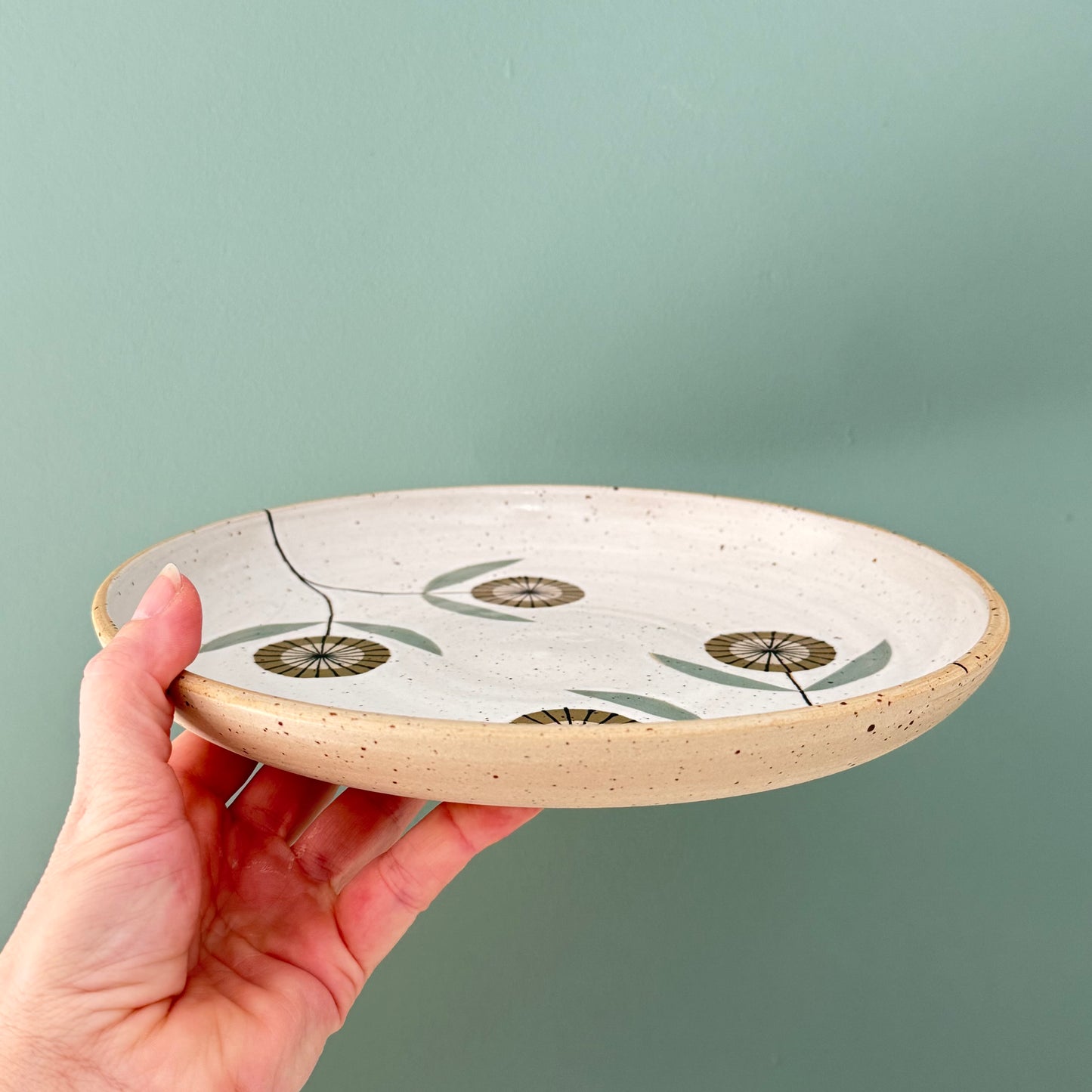 Serving platter, green flowers