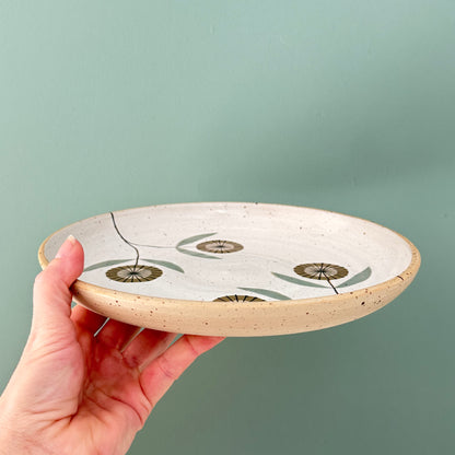 Serving platter, green flowers