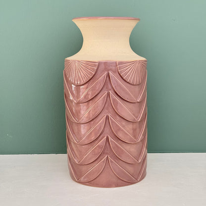 Vase, relief flowers mauve
