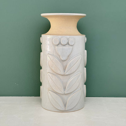 Vase, relief flowers grey