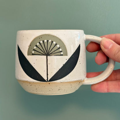 Mug, green flower