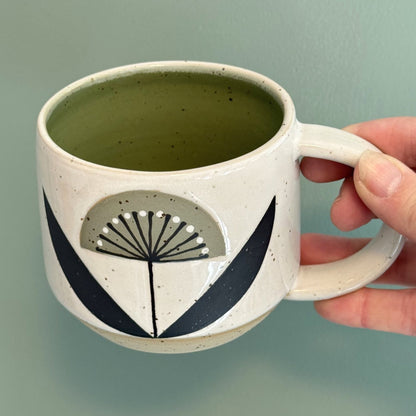 Mug, green flower