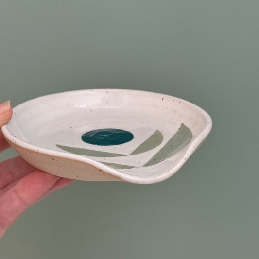 Spoon rest, blue/green flower