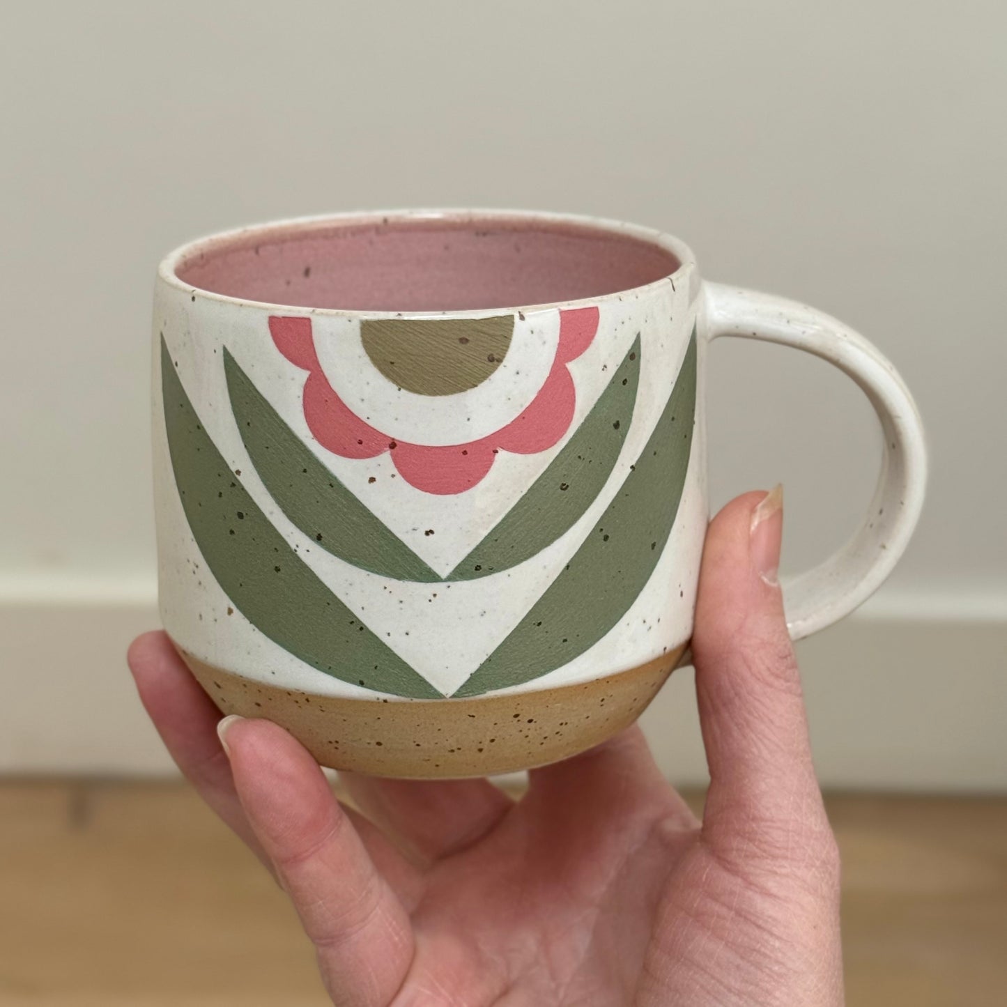 Mug, pink flower/ pink in