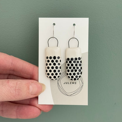 Earrings, black dots